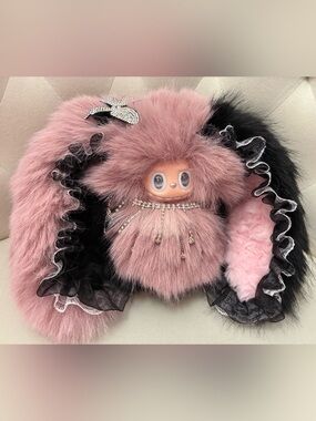 Gorgeous pink and black labubu bunny - New, high-quality custom